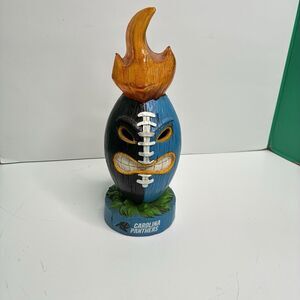 Carolina Panthers Light-Up Football Tiki Head Figurine Evergreen NFL Fan Decor
